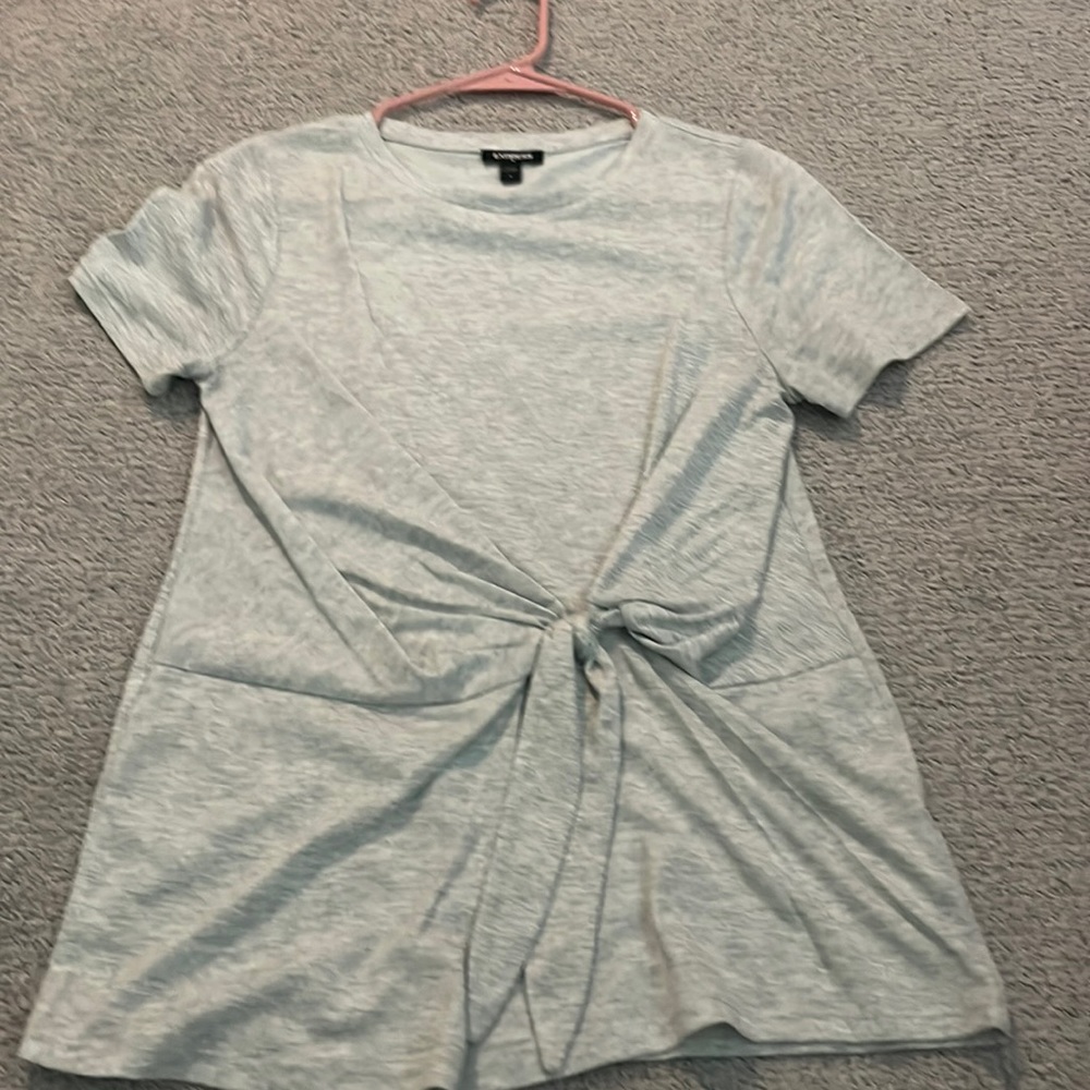 short sleeve shirt with tied knot in the front